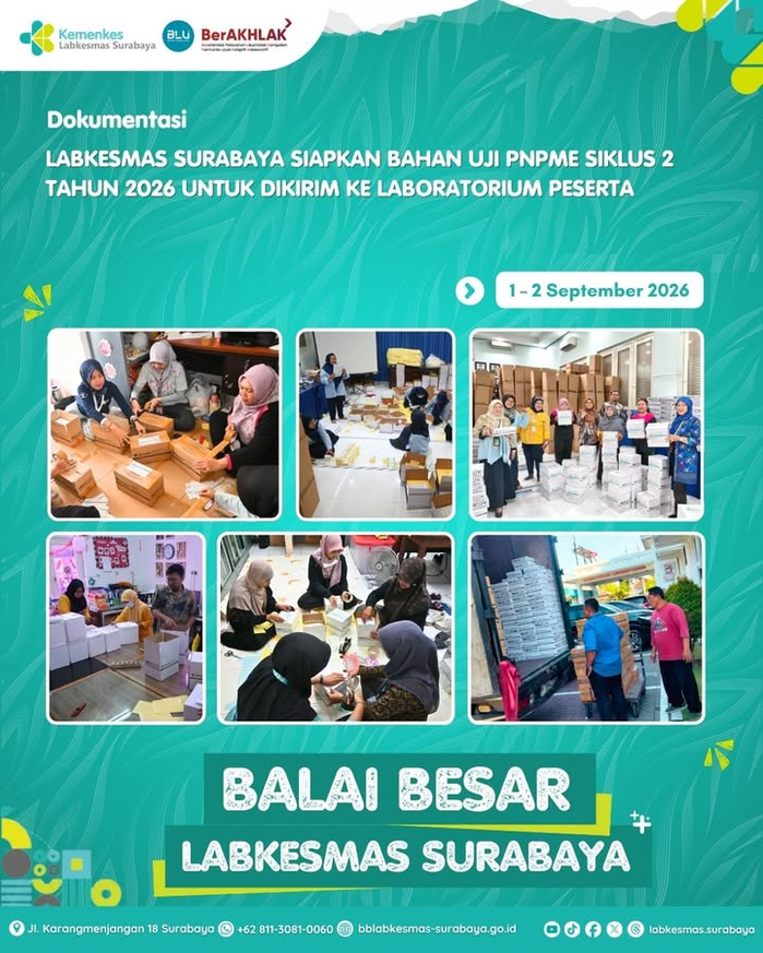 Labkesmas Surabaya Siapkan Bahan Uji PNPME Siklus 2 Tahun 2026 untuk Dikirim ke Laboratorium Peserta